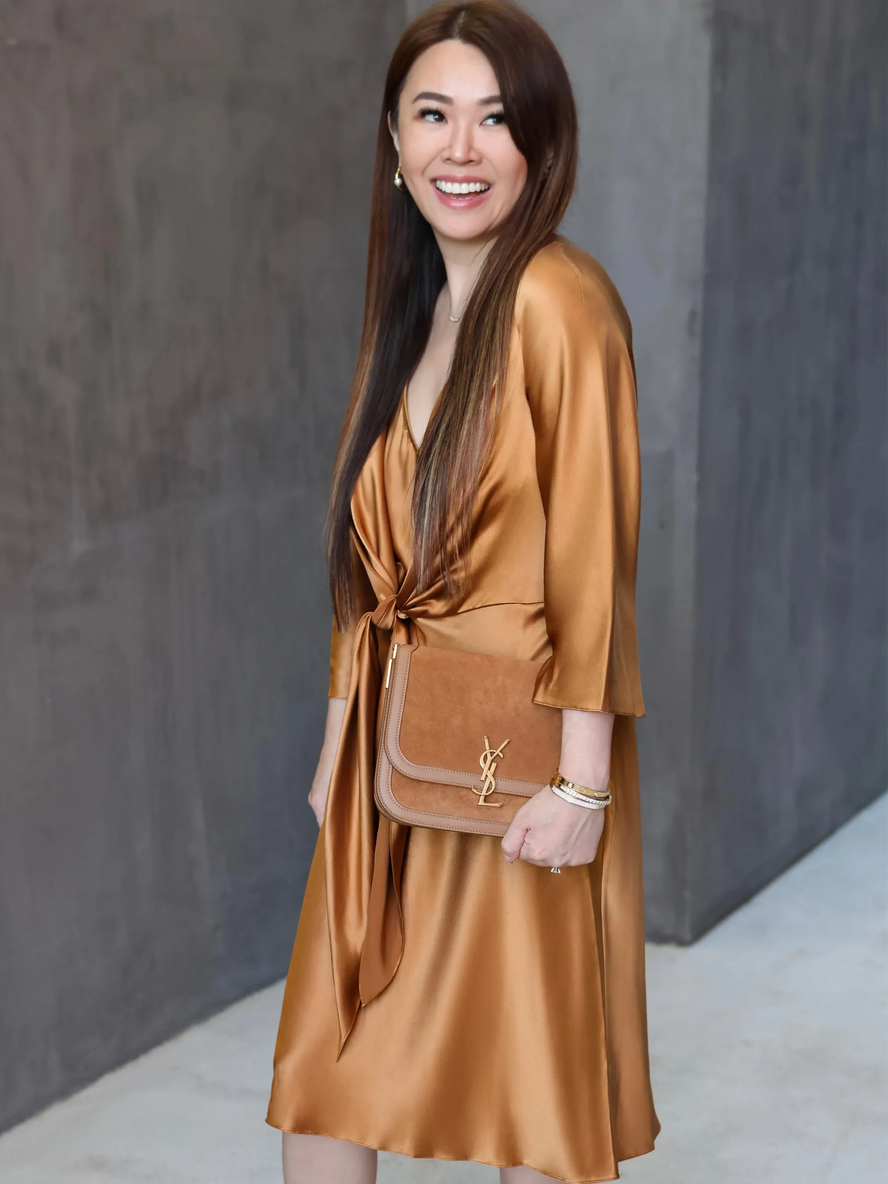 LILYSILK X MIM Bracelet Sleeve Midi Dress