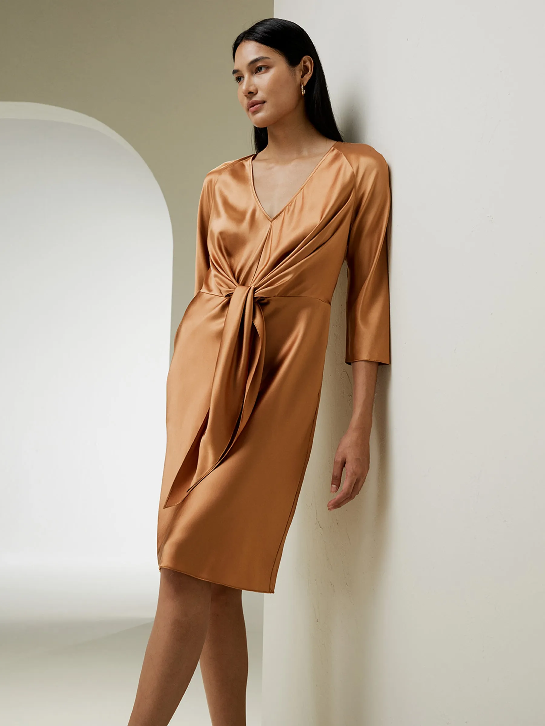 LILYSILK X MIM Bracelet Sleeve Midi Dress