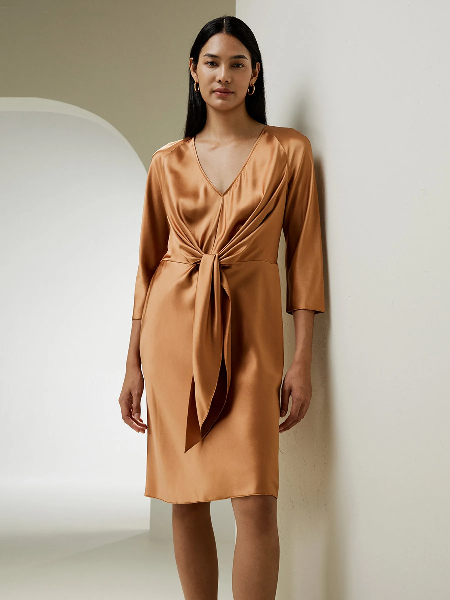 LILYSILK X MIM Bracelet Sleeve Midi Dress