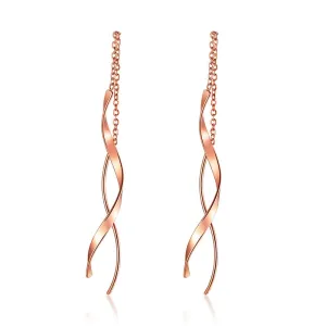 Luxury Rose Gold Threader Thin Bar Spiral Wire Woman Earrings