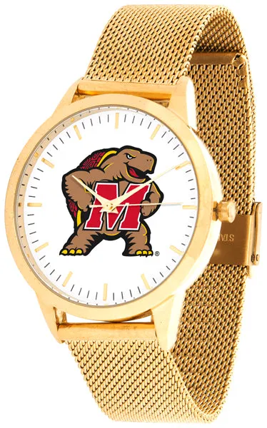 Maryland Terrapins Statement Mesh Band Unisex Watch - Gold