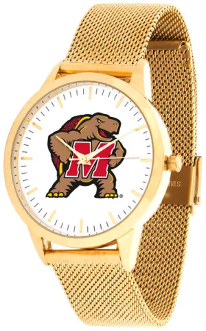 Maryland Terrapins Statement Mesh Band Unisex Watch - Gold