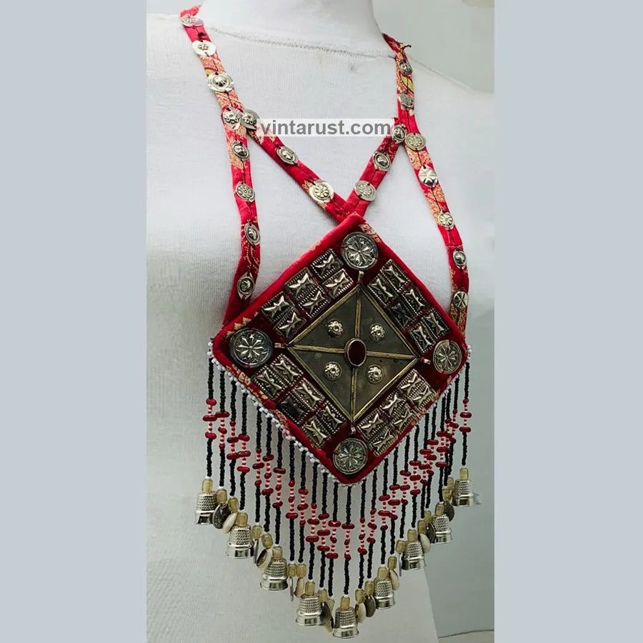 Massive Vintage Red Turkmen Pendant Necklace