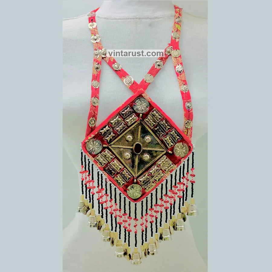 Massive Vintage Red Turkmen Pendant Necklace