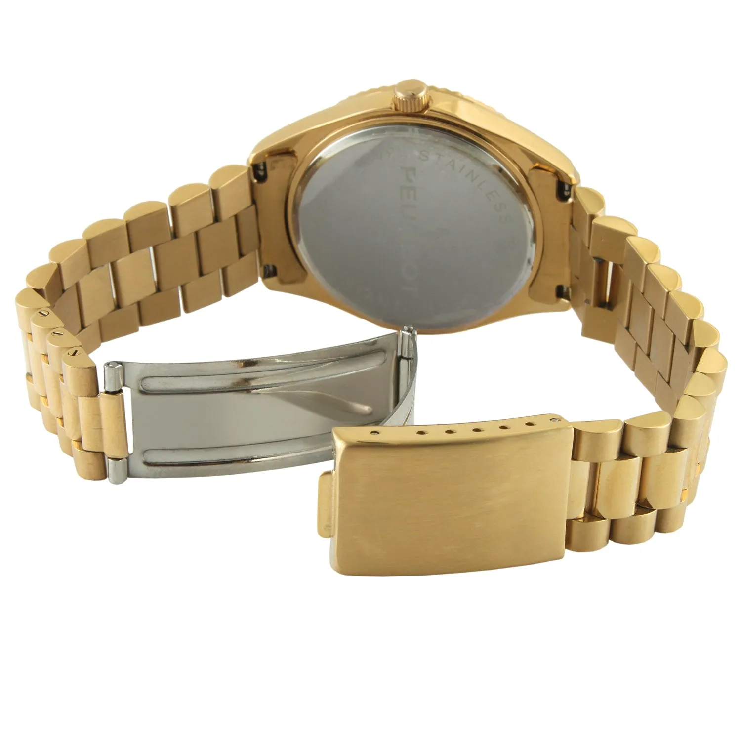 Men's 40mm White Face Fluted Bezel Gold Bracelet Watch