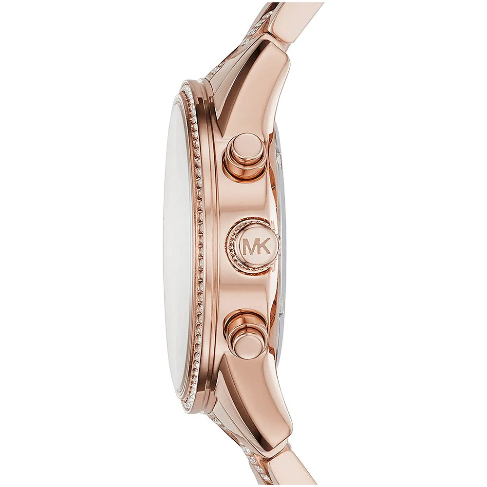 Michael Kors Womens Rose Gold Dial Stainless Steel Band Quartz Watch - MK6485