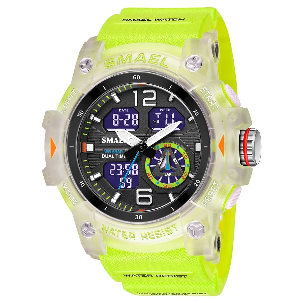 Military Sport Watches for Men 50m Waterproof  Digital LED Men Sports Wrist Watches 8007B Quartz Digital Dual Time Watch