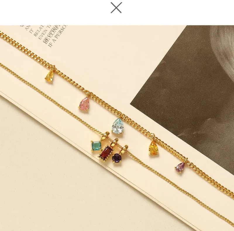 Multicolor CZ Chain Necklace