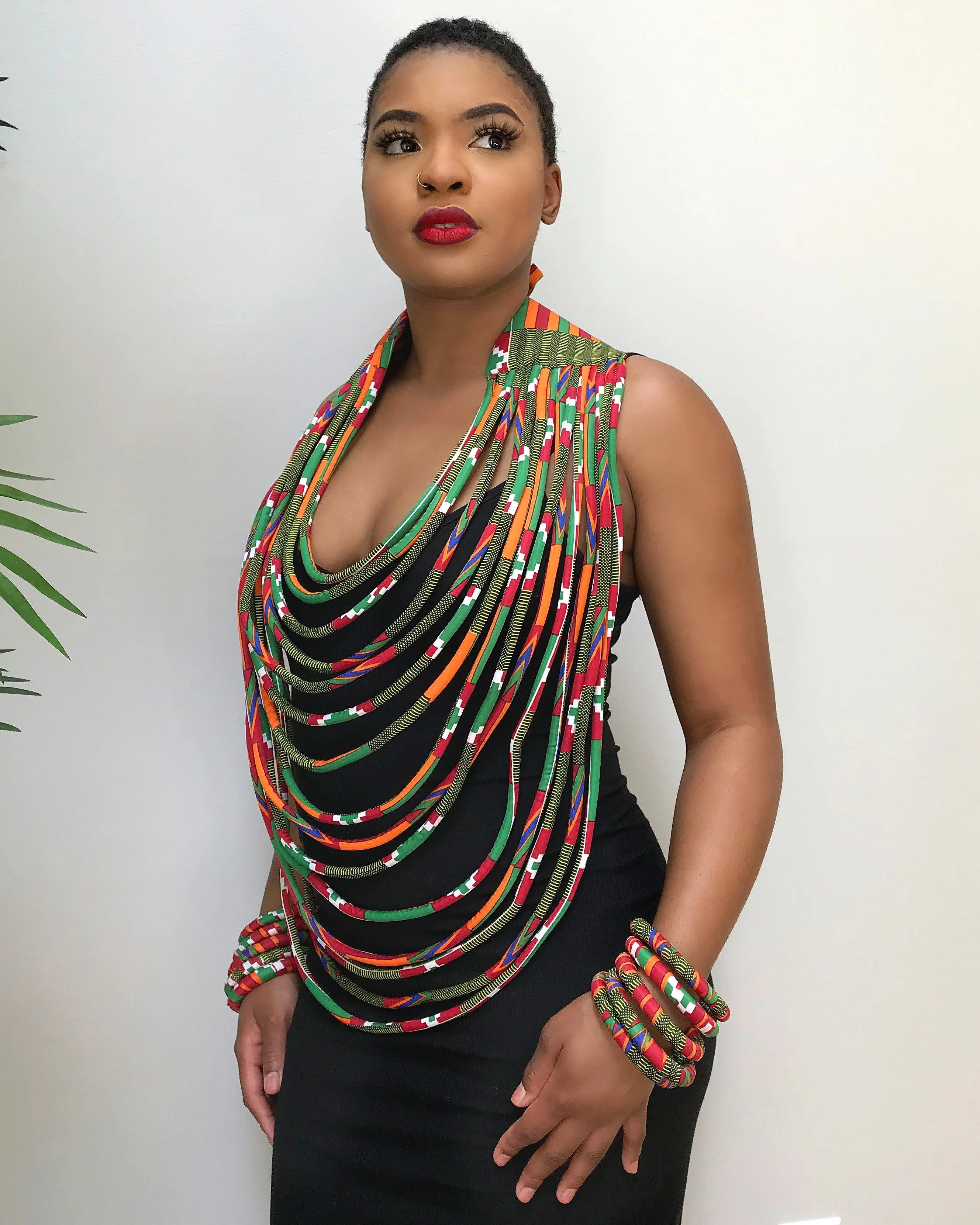 Neela African Print 15 Strands Statement Rope