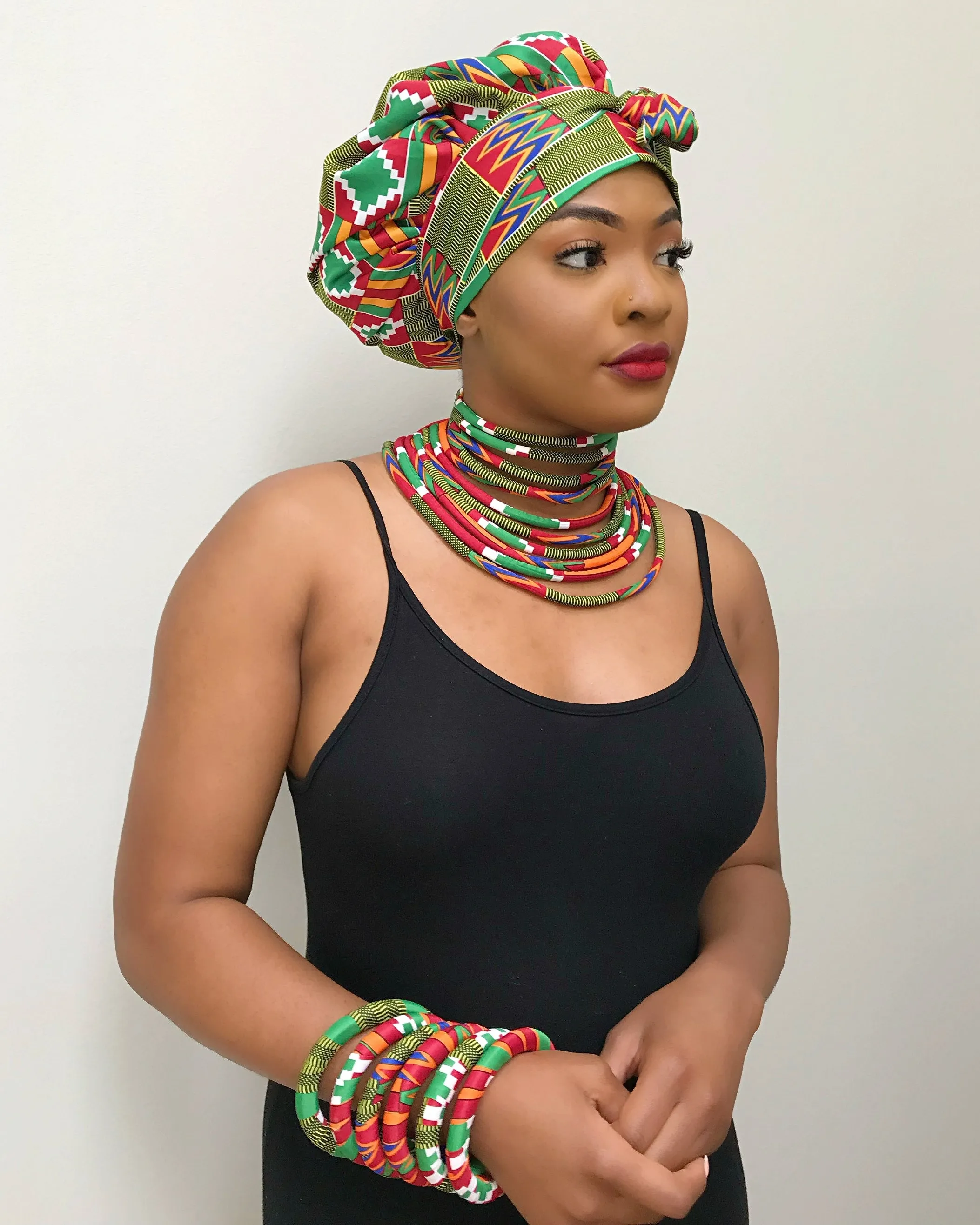 Neela African Print 15 Strands Statement Rope
