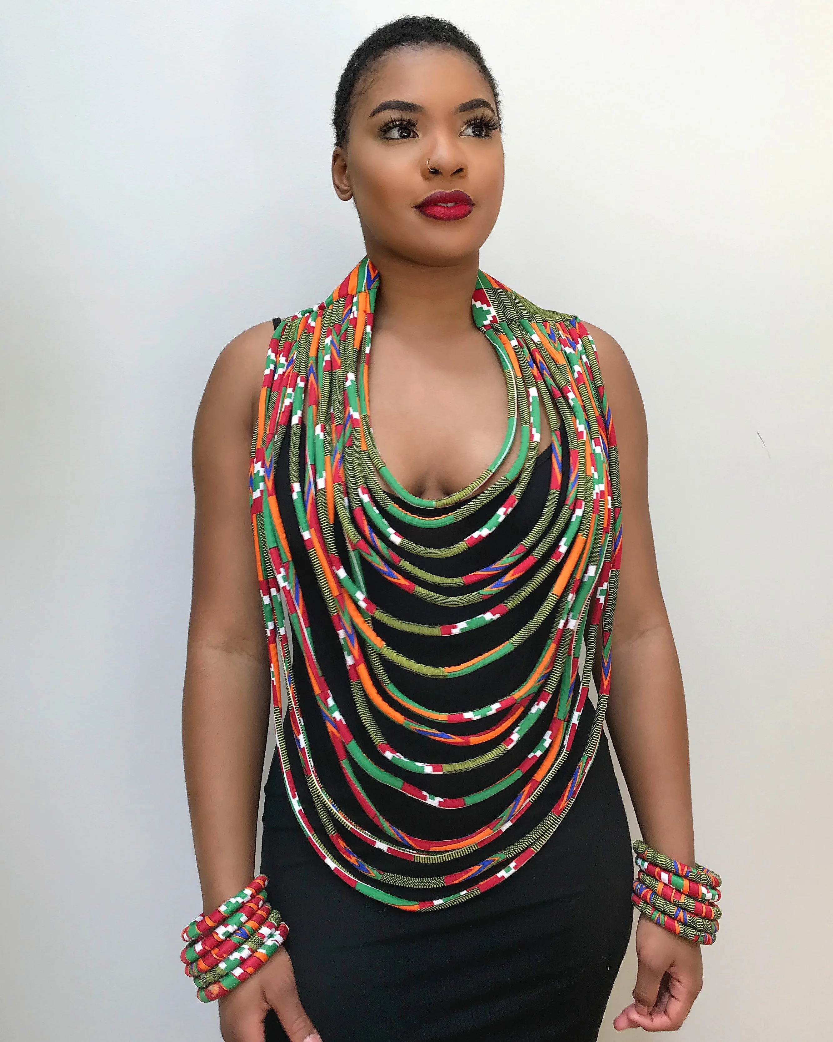 Neela African Print 15 Strands Statement Rope