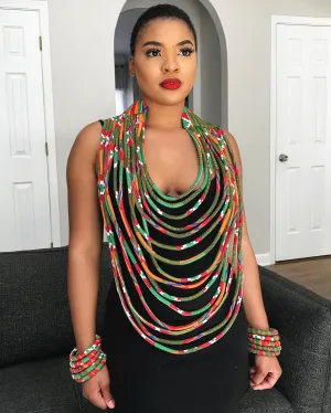 Neela African Print 15 Strands Statement Rope