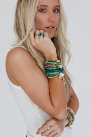 Neon Lights Stacked Bracelet - Teal