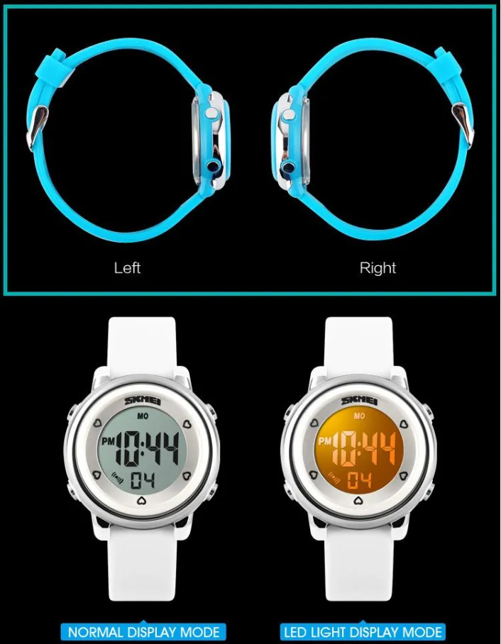 New SKMEI popular Brand children kids fashion Sports Watches Digital LED Wristwatches green blue white black rubber strap