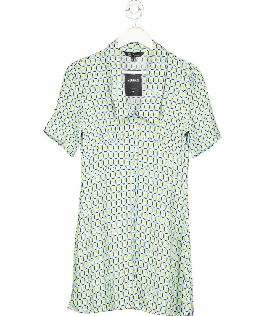 Nobody's Child Blue / Multi Geometric Print Mini Dress UK 10