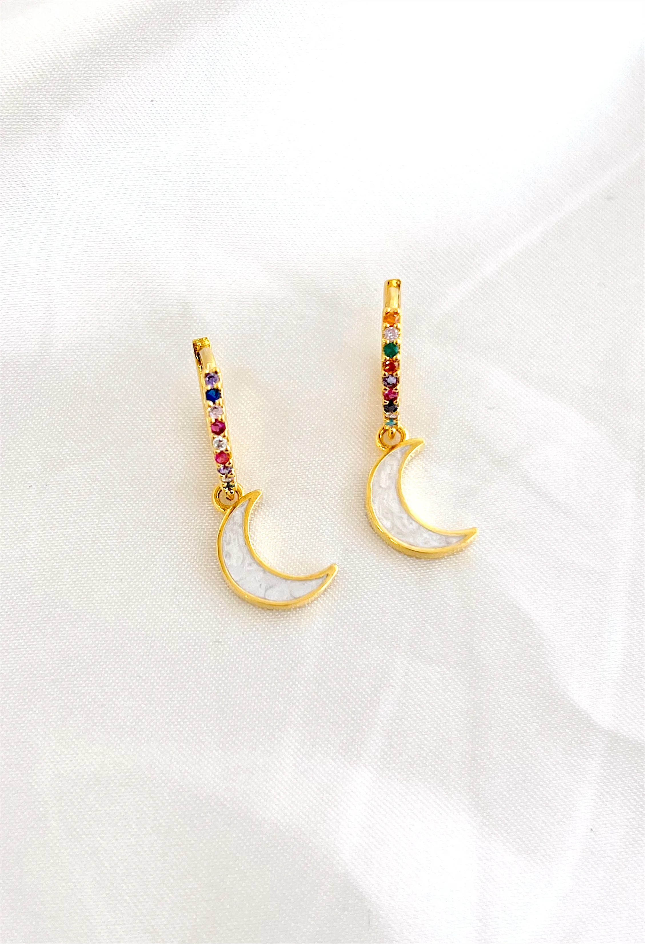 Opal Moon Rainbow Gold Huggies