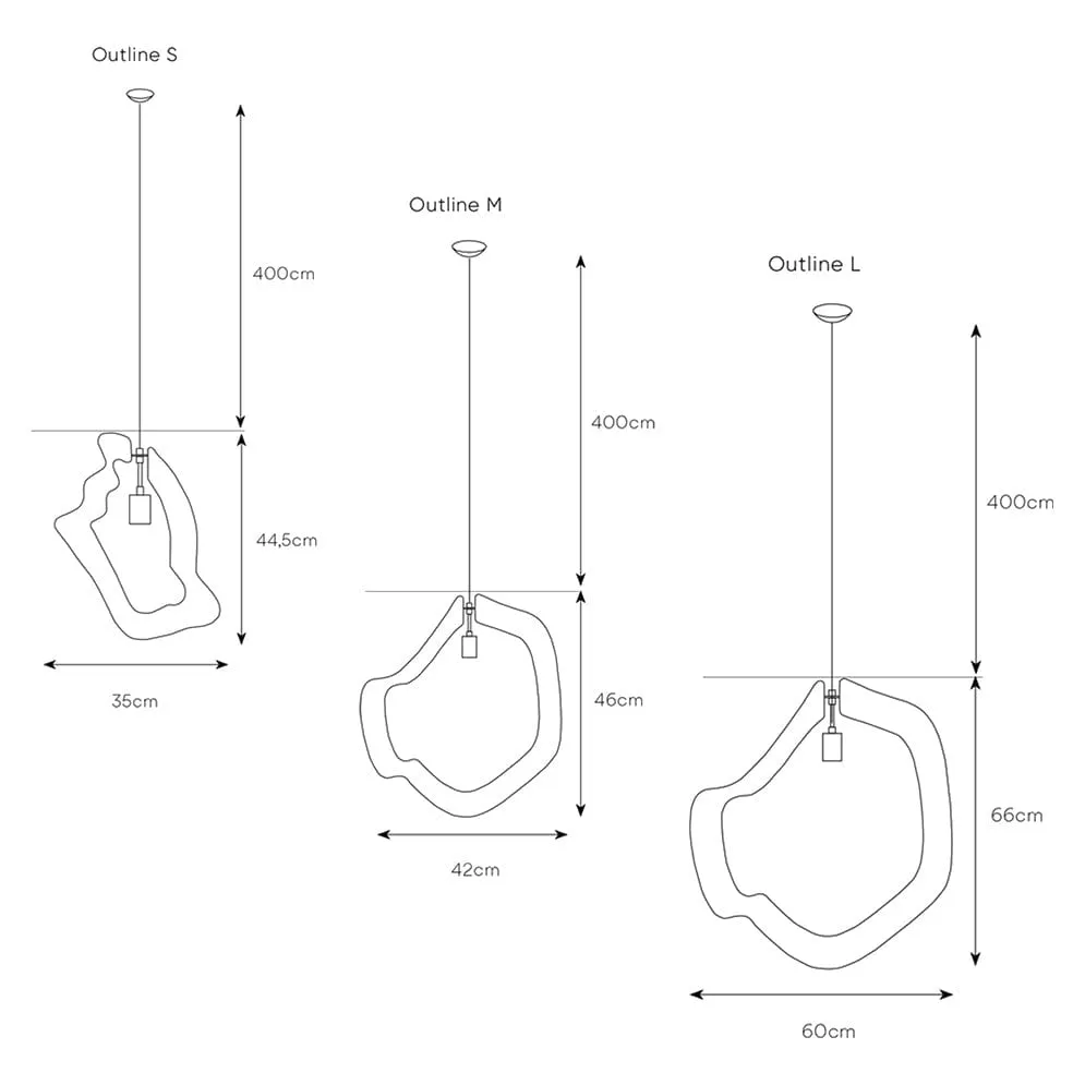 Outline Pendant Light | Black, Gold or Silver | 3 Sizes