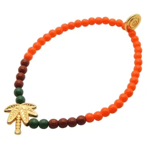Palm Tree Charm Glass Bead Bracelet