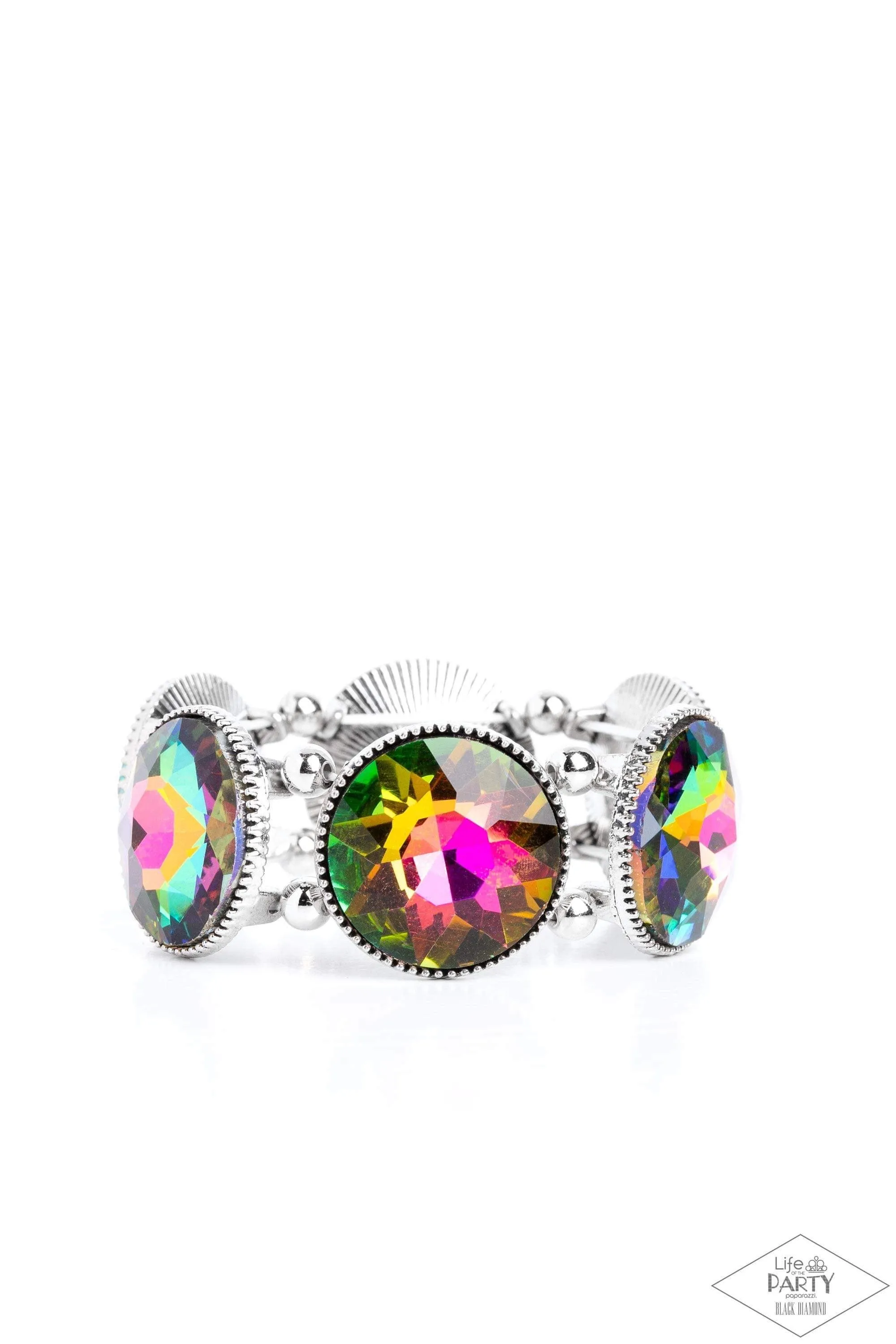 Paparazzi Powerhouse Hustle - Multi Oil Spill Bracelet - Black Diamond Life of the Party Exclusive
