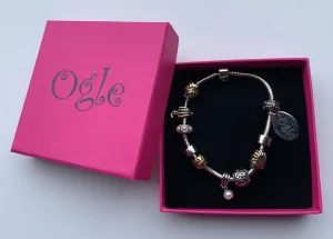 Pearl & Gold Charm Bead Bracelet, Modern Day Design by Culzean Ogle (10) Engraved Personalised