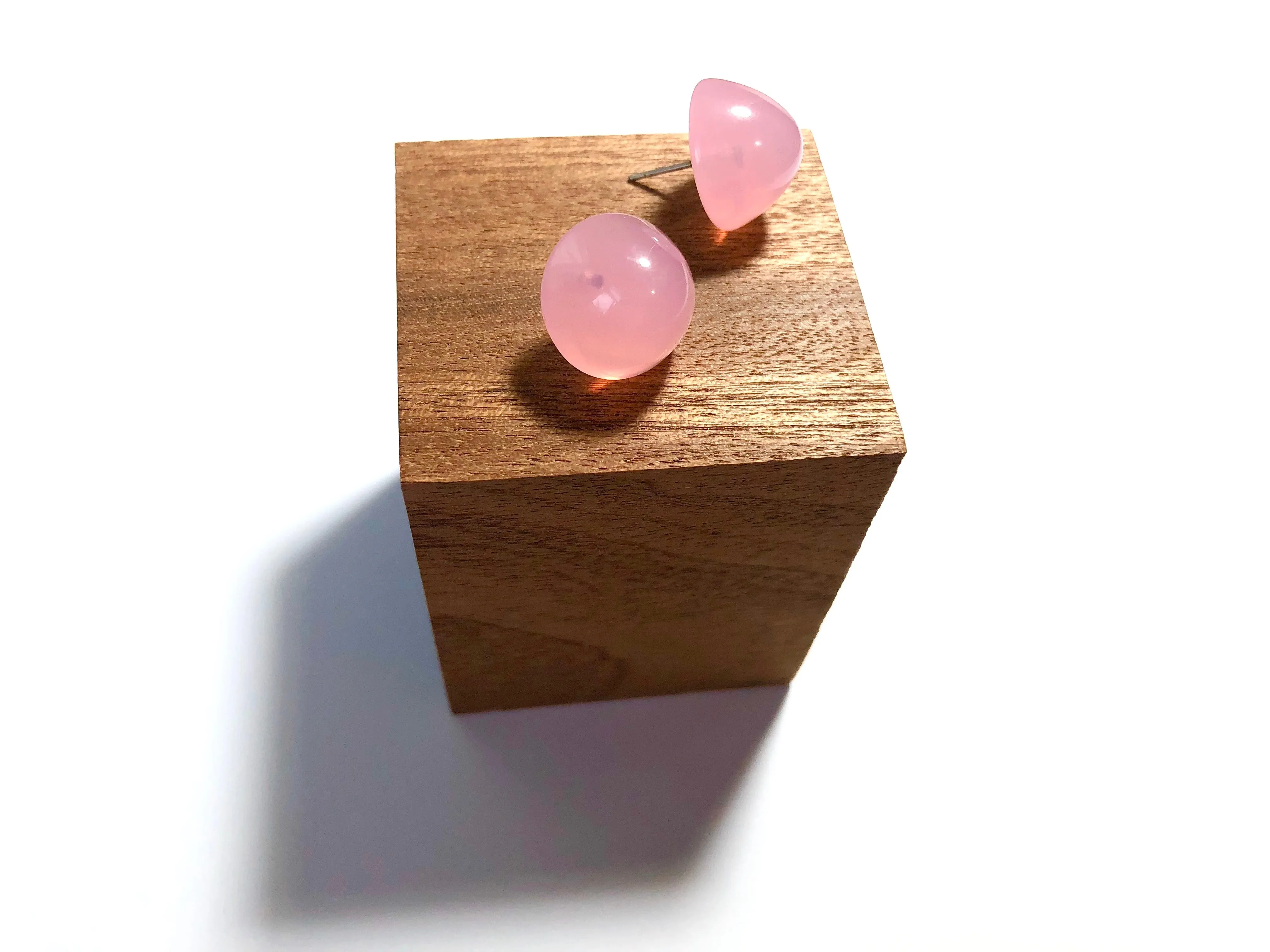 Pink Opal Large Gumdrop Stud Earrings