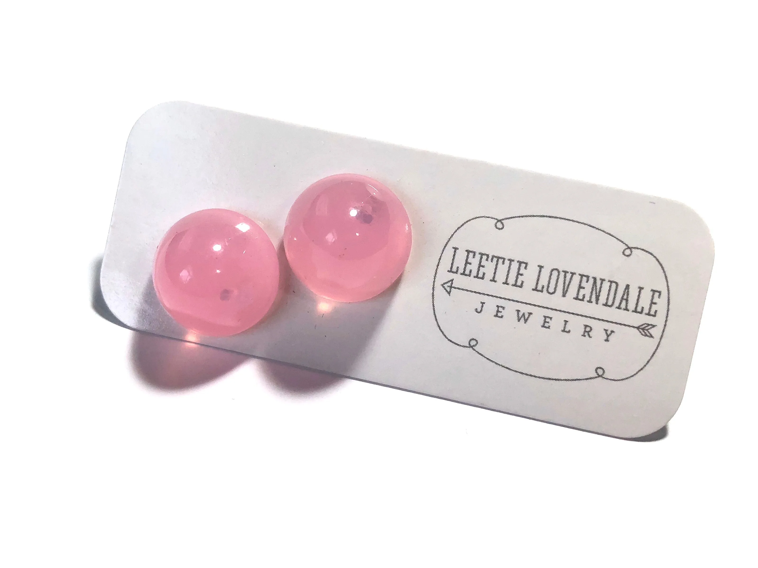 Pink Opal Large Gumdrop Stud Earrings