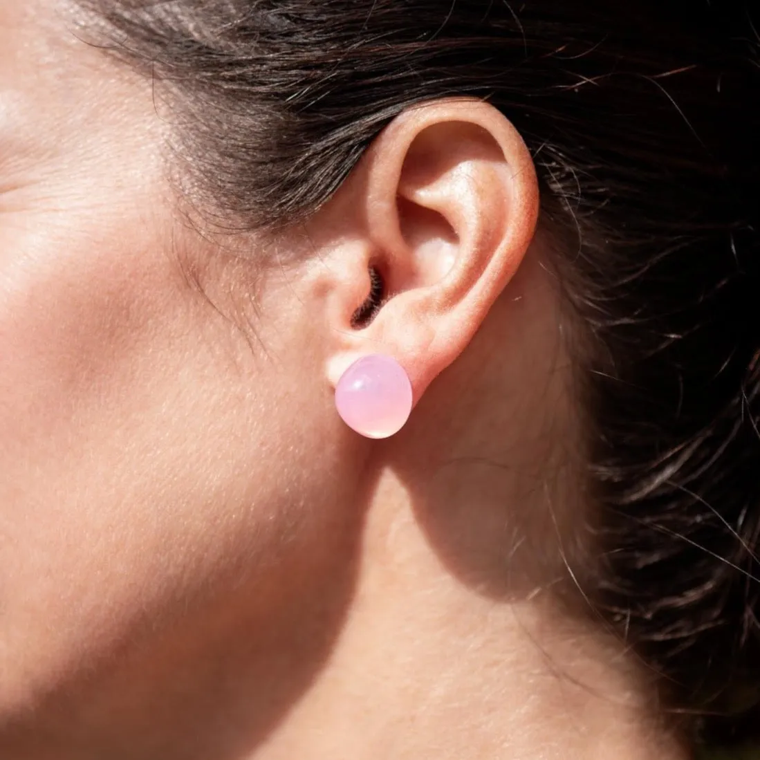Pink Opal Large Gumdrop Stud Earrings