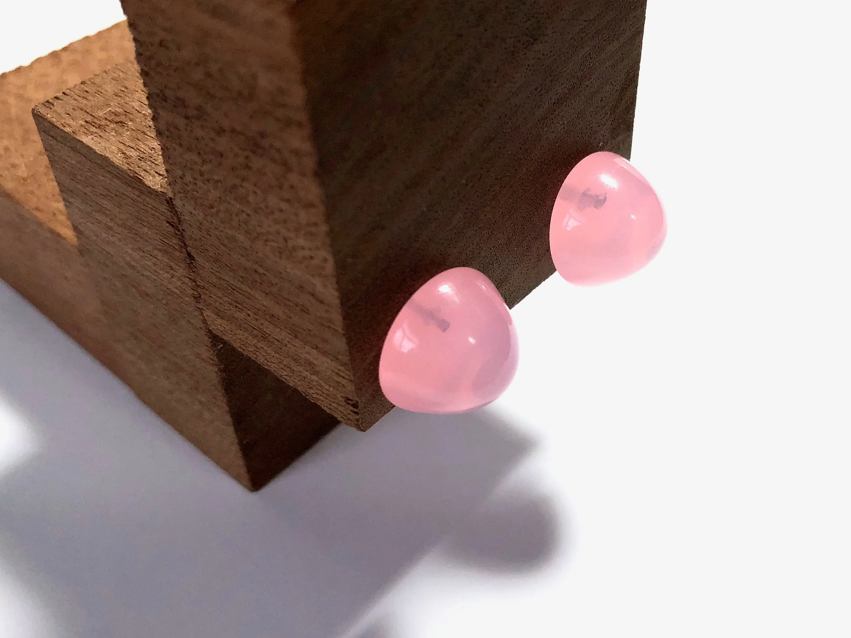 Pink Opal Large Gumdrop Stud Earrings