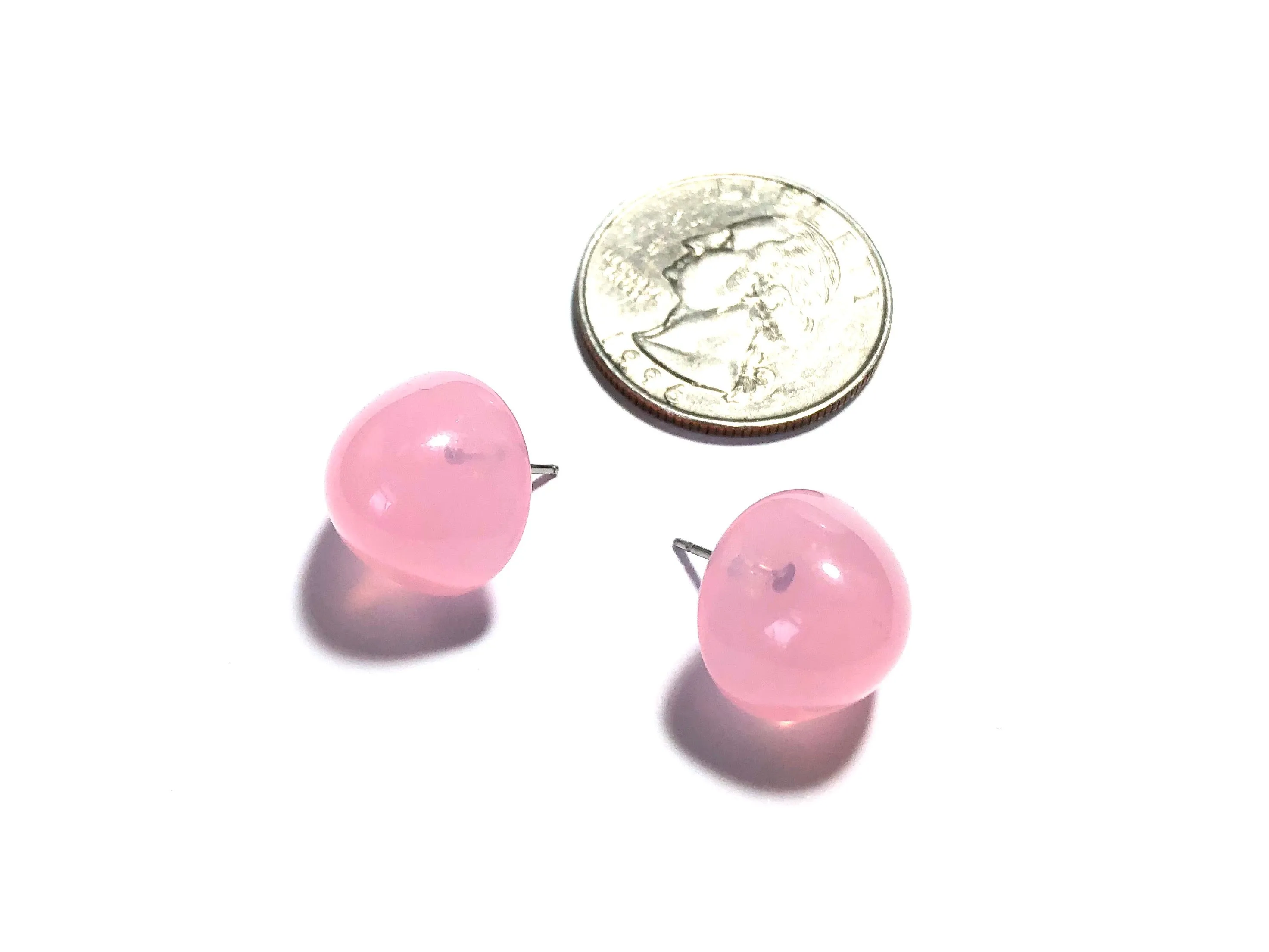 Pink Opal Large Gumdrop Stud Earrings