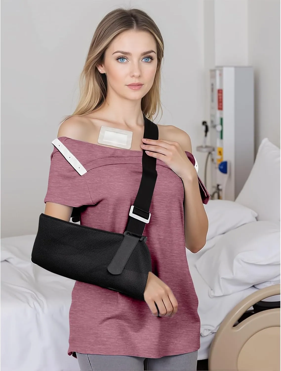 Post Shoulder Surgery Shirts for Women- Short Sleeve-Full Snap-Open Arm Shoulder Recovery Clothing Chemo Clothing