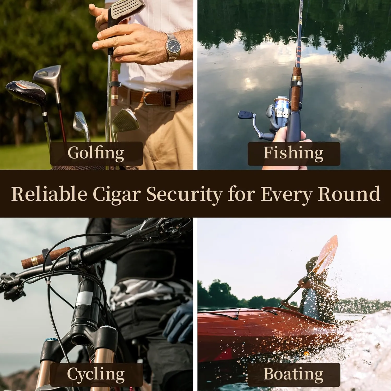 Premium Magnetic Cigar Holder for Golf Cart with Adjustable Cigar Clip (Fits 38-60 Ring Gauge), Portable Golf Cart Cigar Holder with Hands-Free Design for Fishing, Grilling & Outdoor Activities1pack