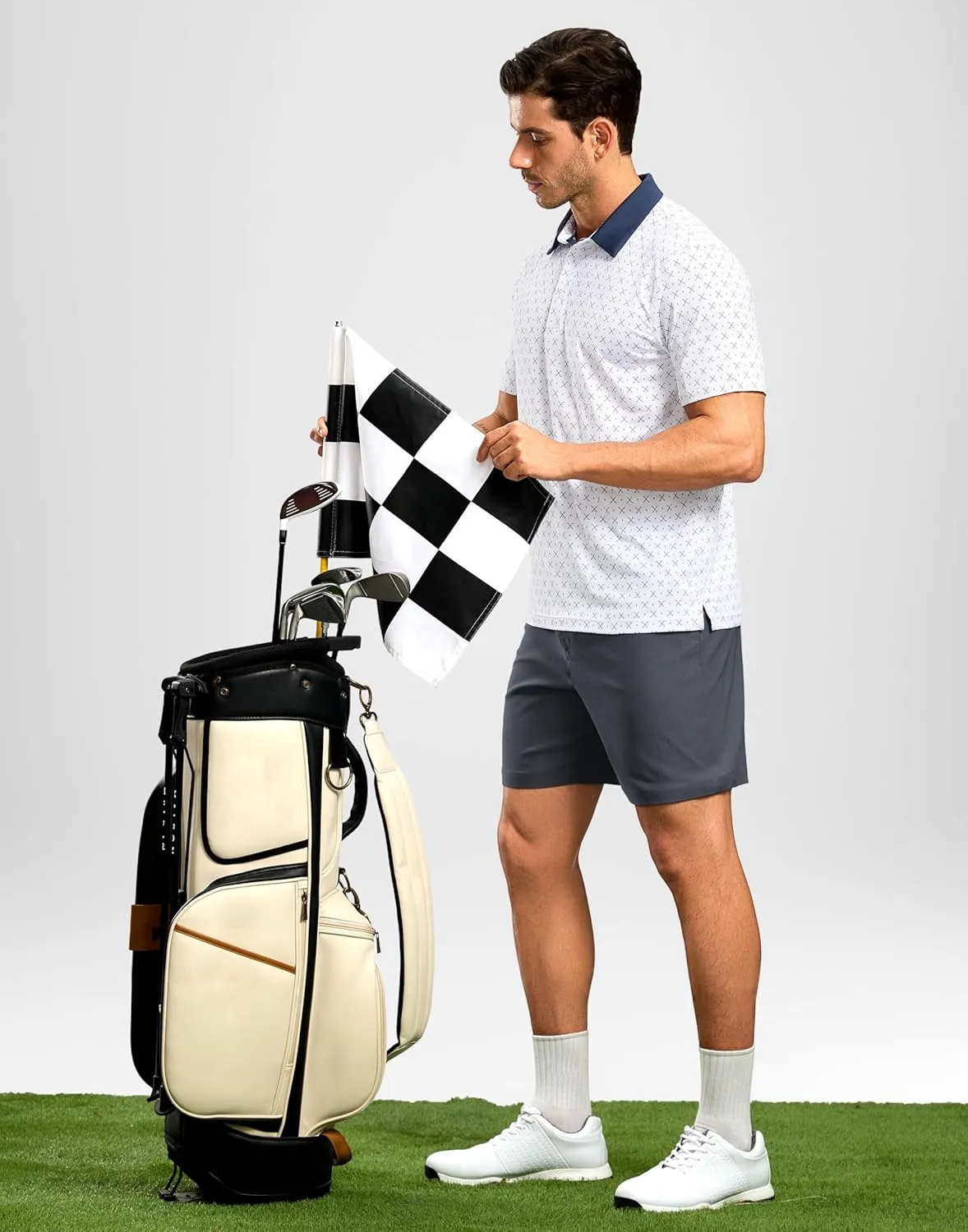 Pudolla Men's Golf Dress Shorts 7" Stretch Casual Work Hybrid Shorts for Men with 3 Pockets Quick Dry Breathable