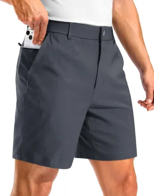 Pudolla Men's Golf Dress Shorts 7" Stretch Casual Work Hybrid Shorts for Men with 3 Pockets Quick Dry Breathable