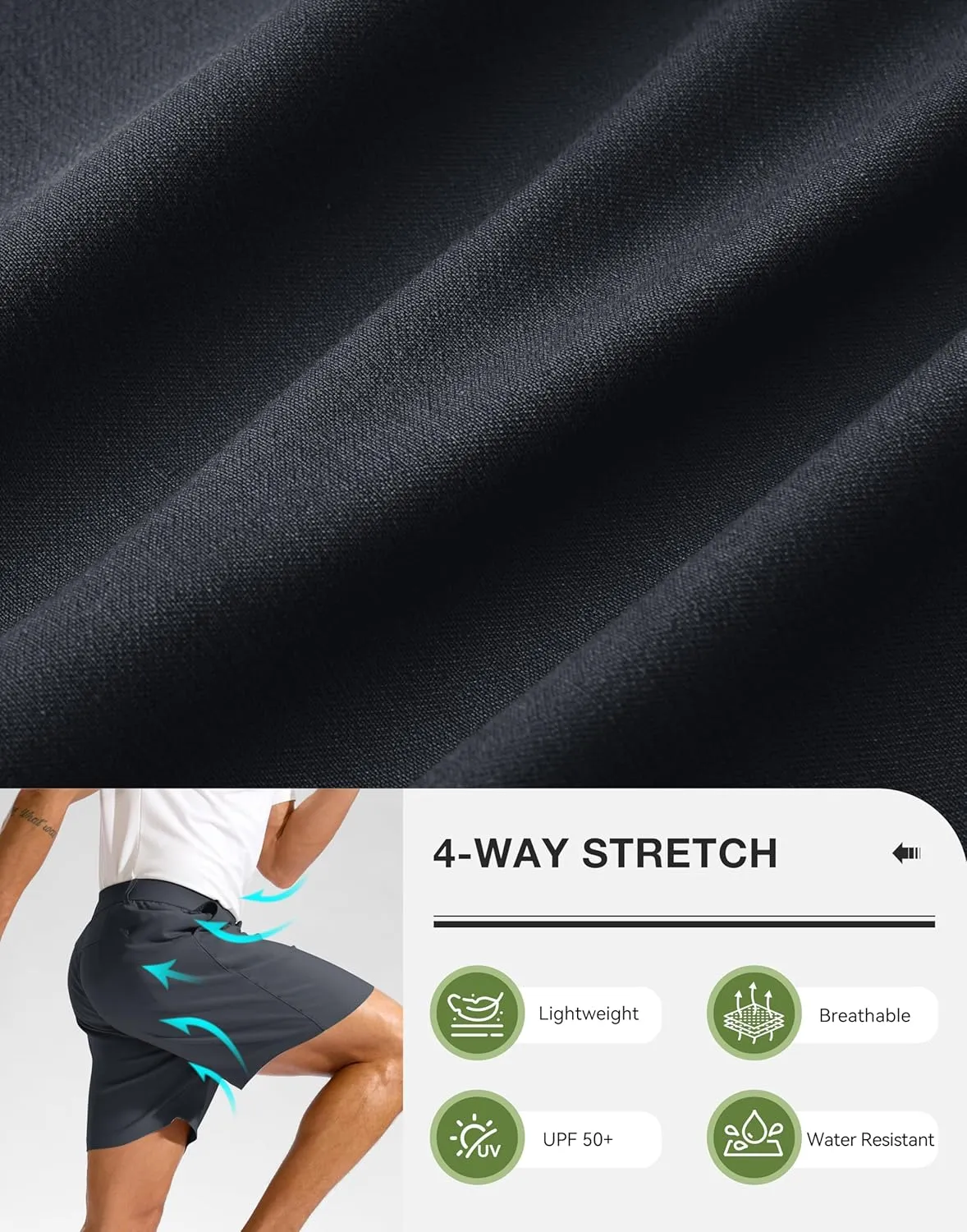Pudolla Men's Golf Dress Shorts 7" Stretch Casual Work Hybrid Shorts for Men with 3 Pockets Quick Dry Breathable