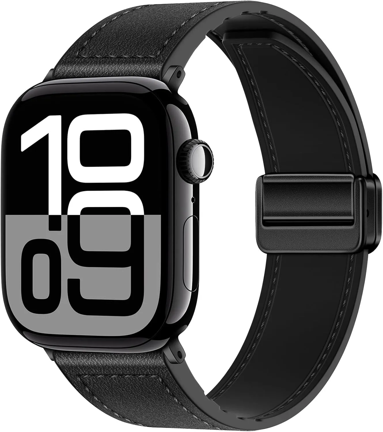 Qimela Magnetic Leather Strap Compatible with Apple Watch Band 38mm 40mm 41mm 42mm 44mm 45mm 46mm 49mm for Men Women,Top Grain Genuine Leather Wristband for iWatch Series 10 9 8 7 6 5 4 3 Ultra 2 1 SE