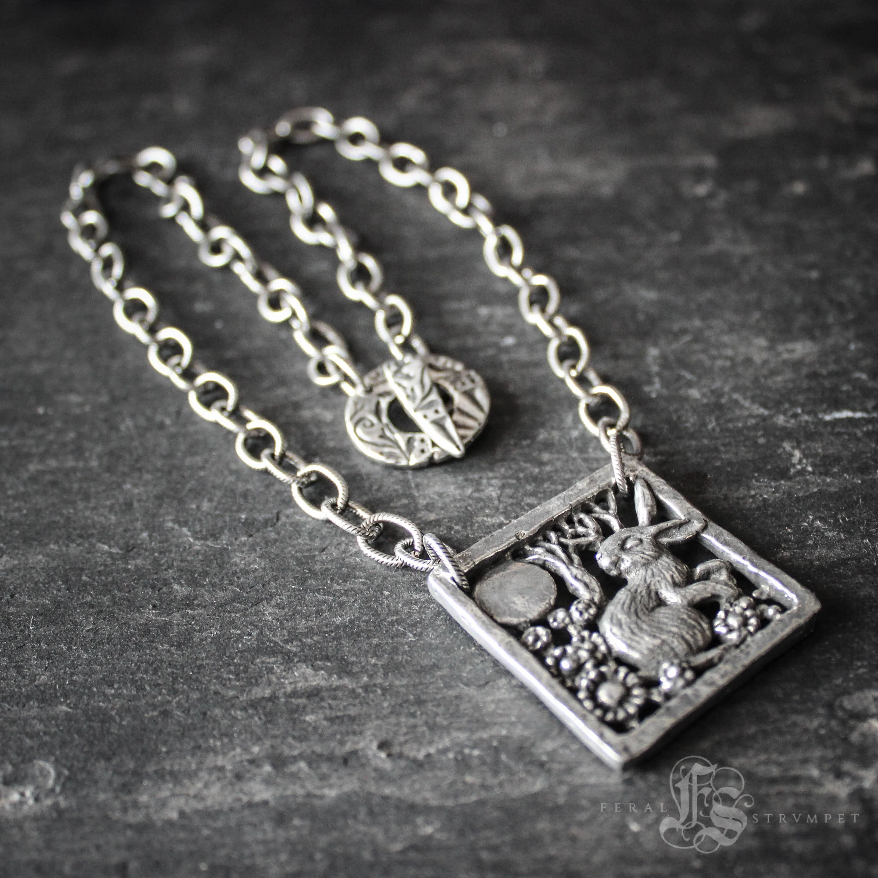 Rabbit and Moon Statement Necklace