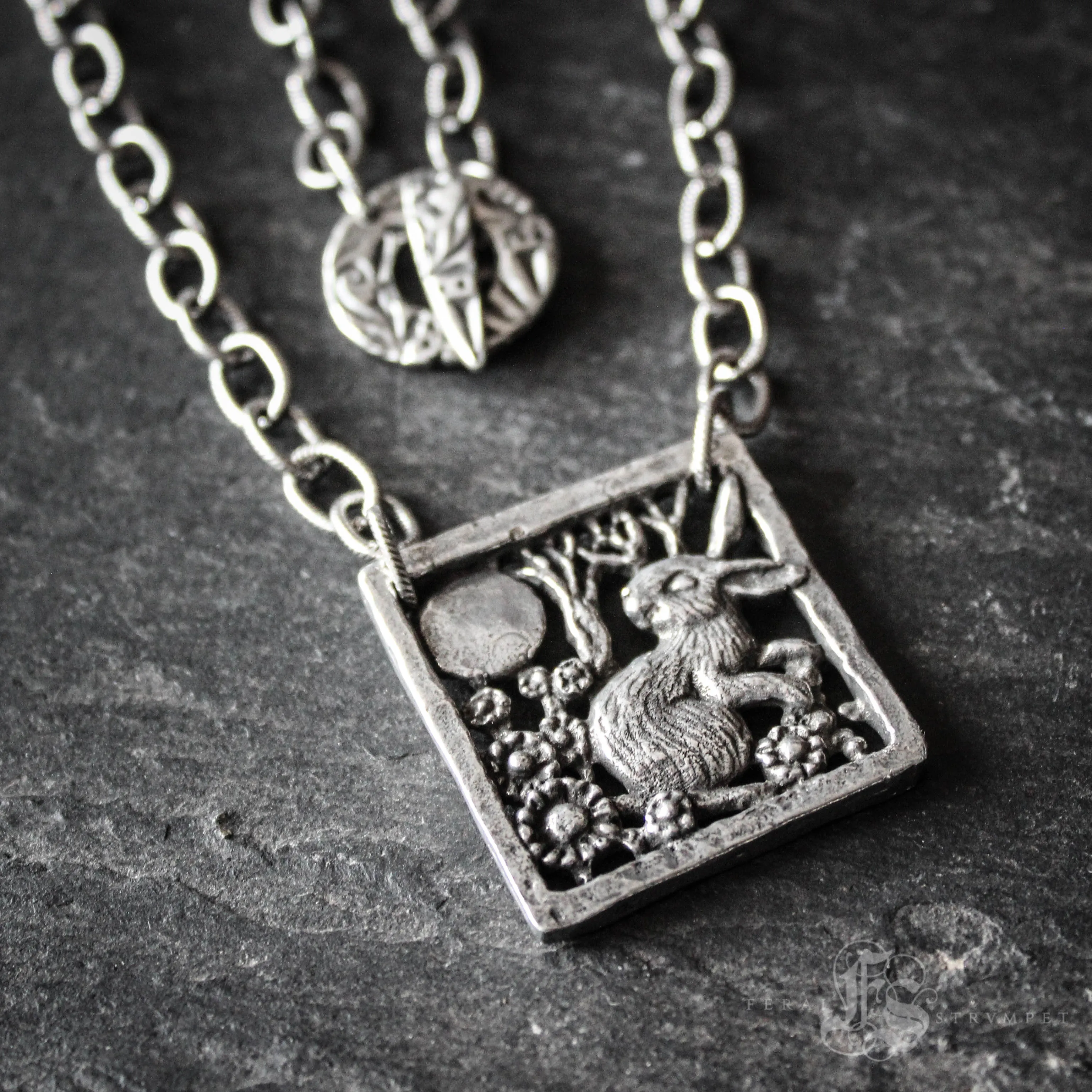 Rabbit and Moon Statement Necklace