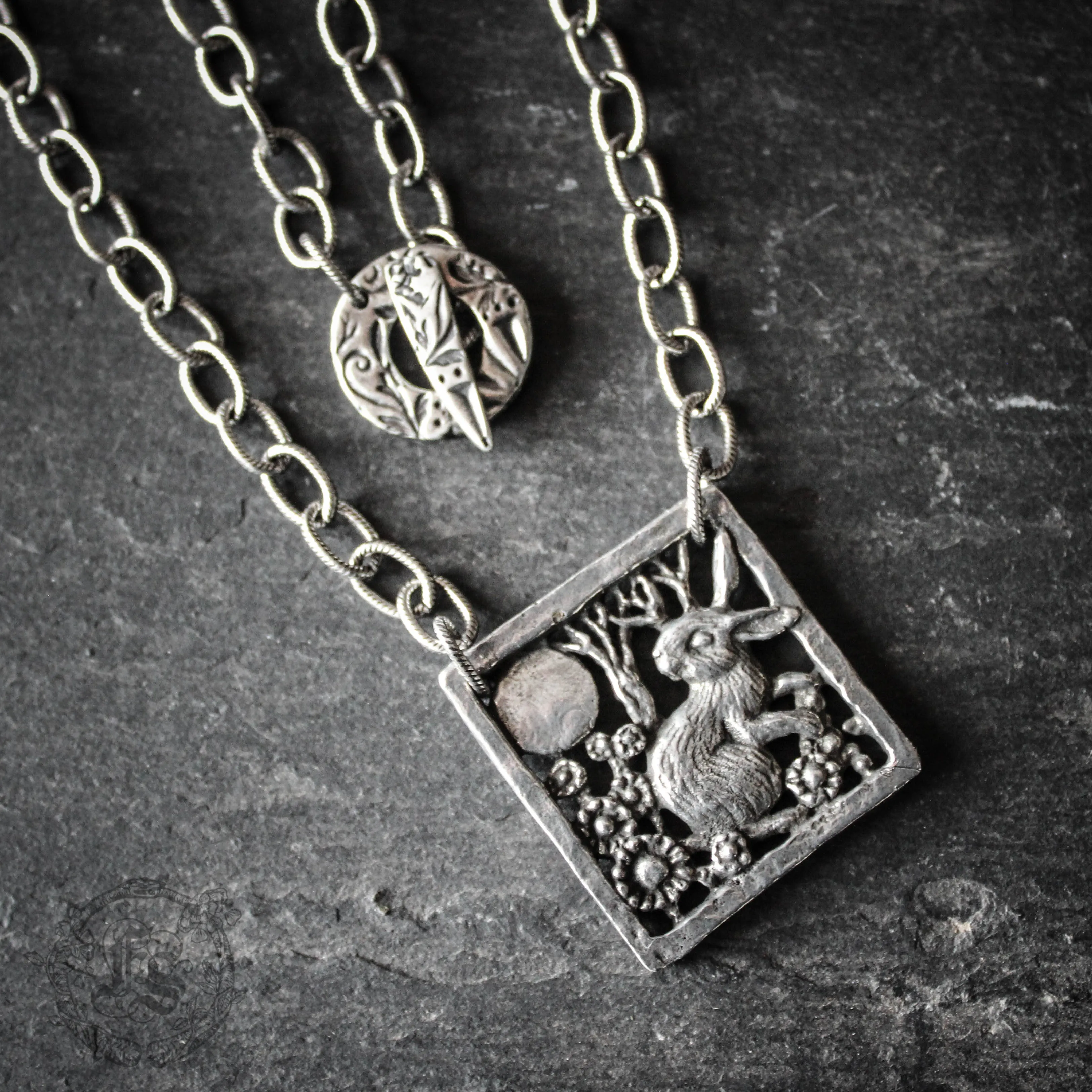Rabbit and Moon Statement Necklace