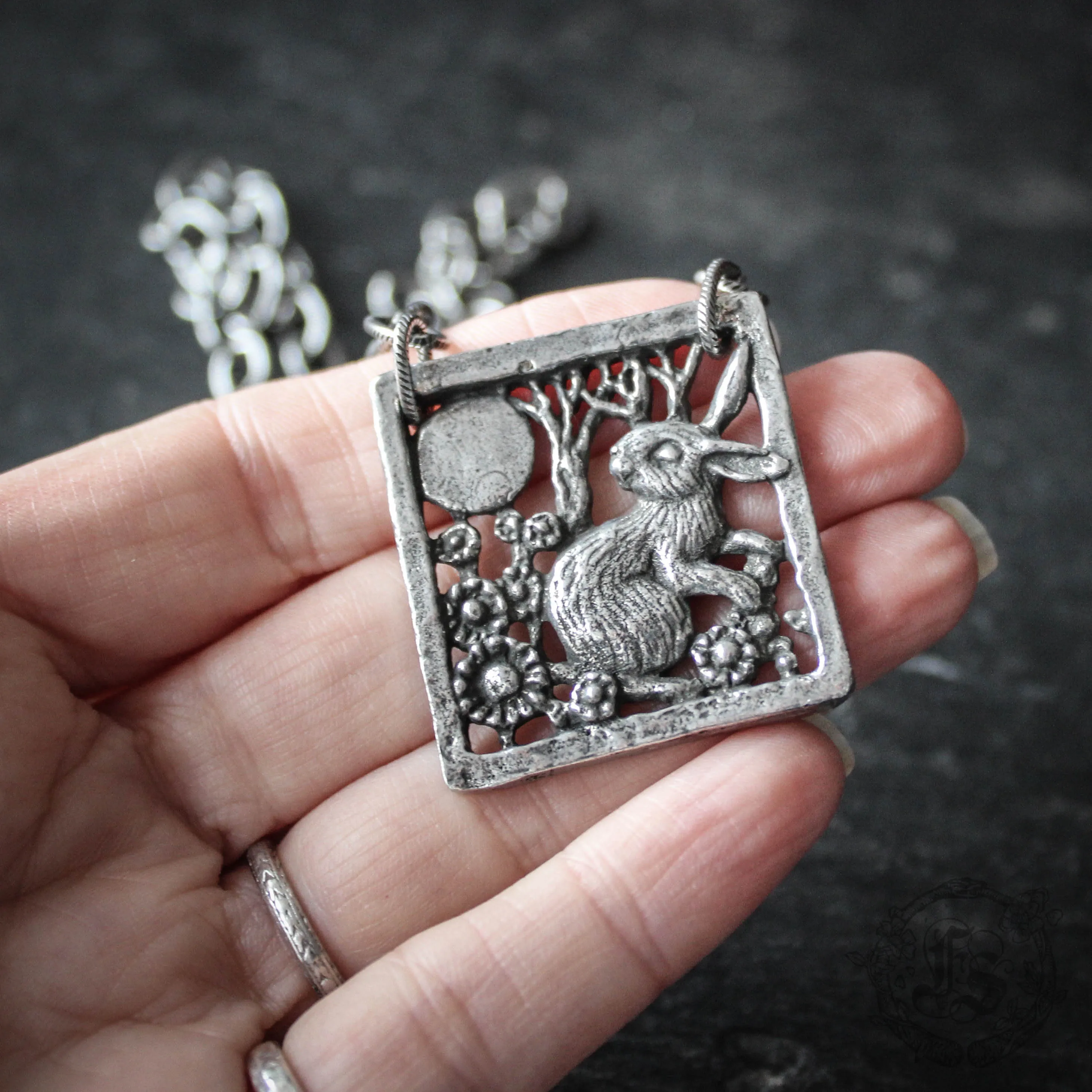 Rabbit and Moon Statement Necklace