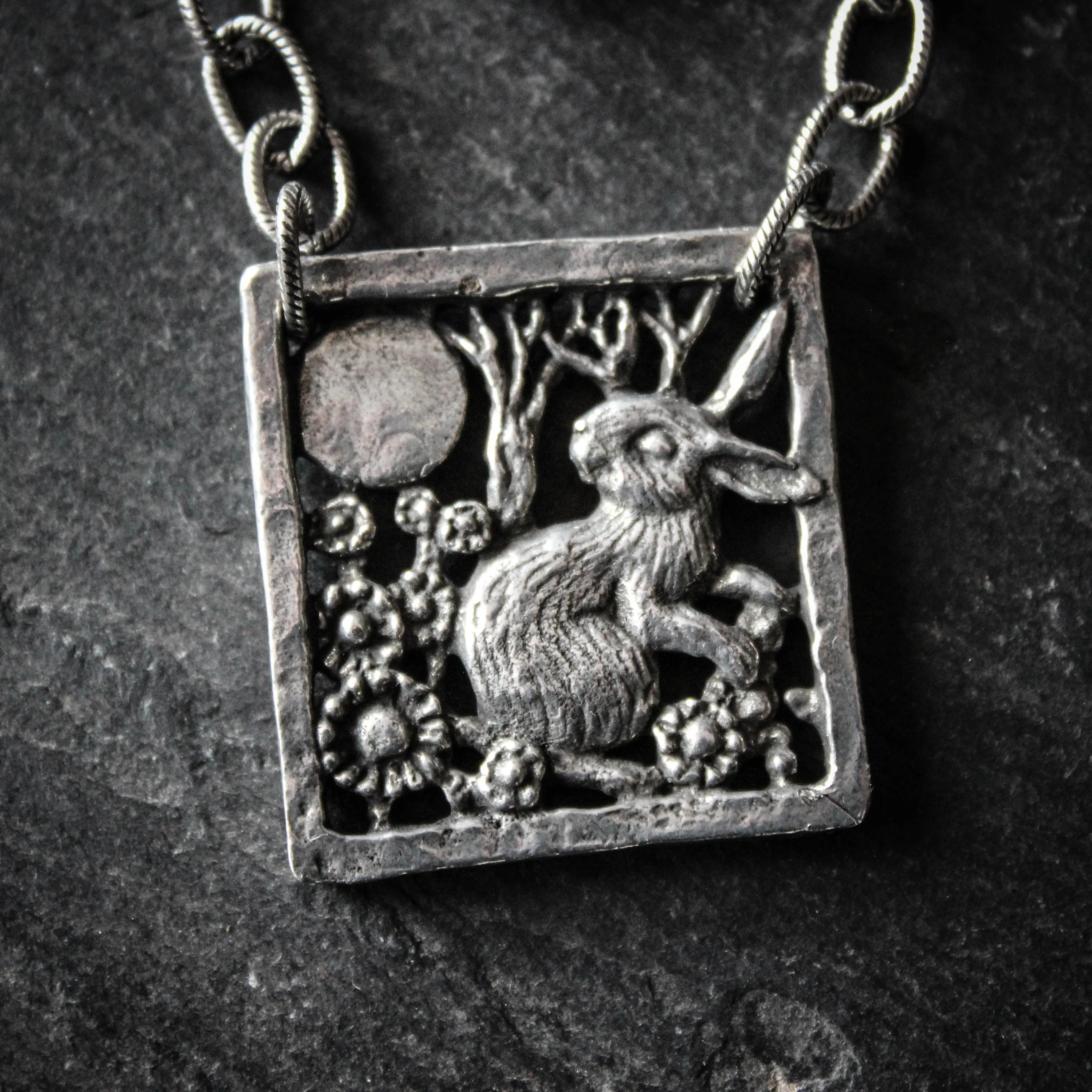 Rabbit and Moon Statement Necklace