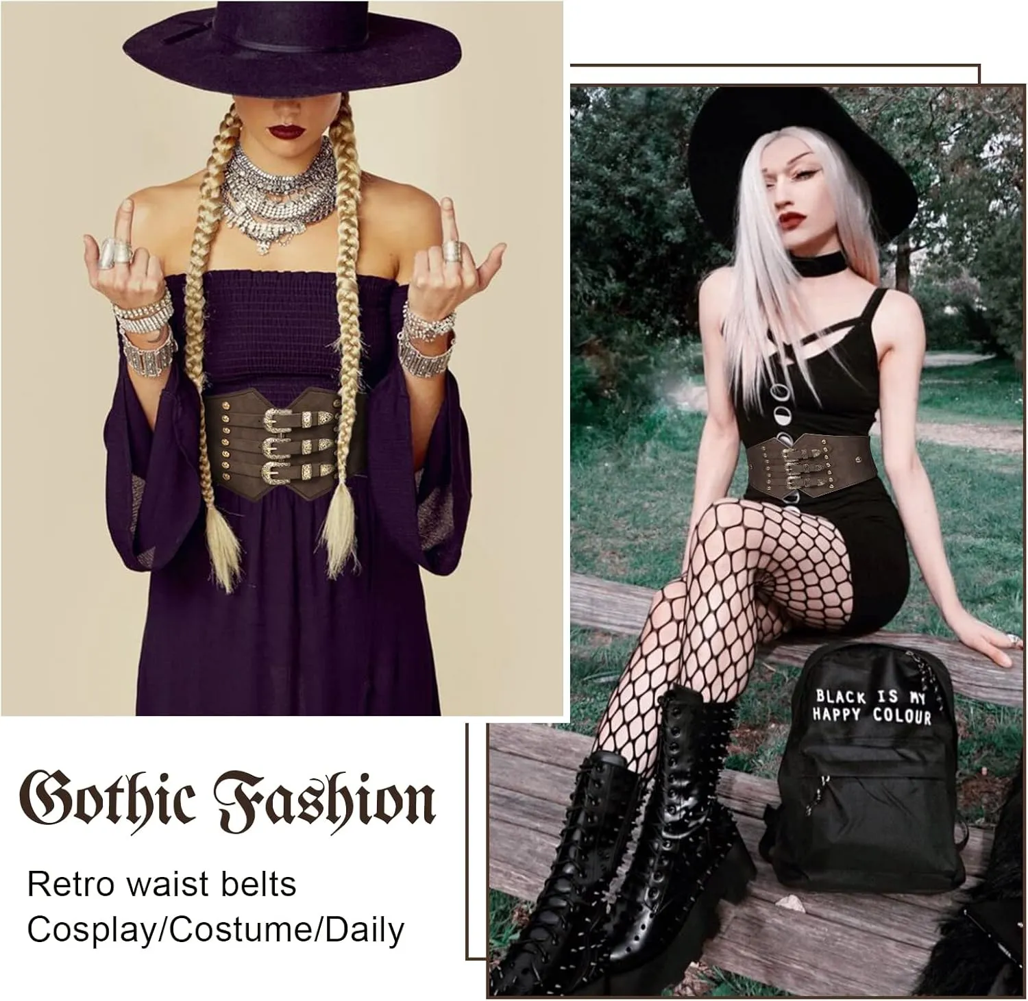 Renaissance Corset Belt for Women Wide Leather Waist Belt for Dresses and Costumes