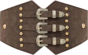 Renaissance Corset Belt for Women Wide Leather Waist Belt for Dresses and Costumes