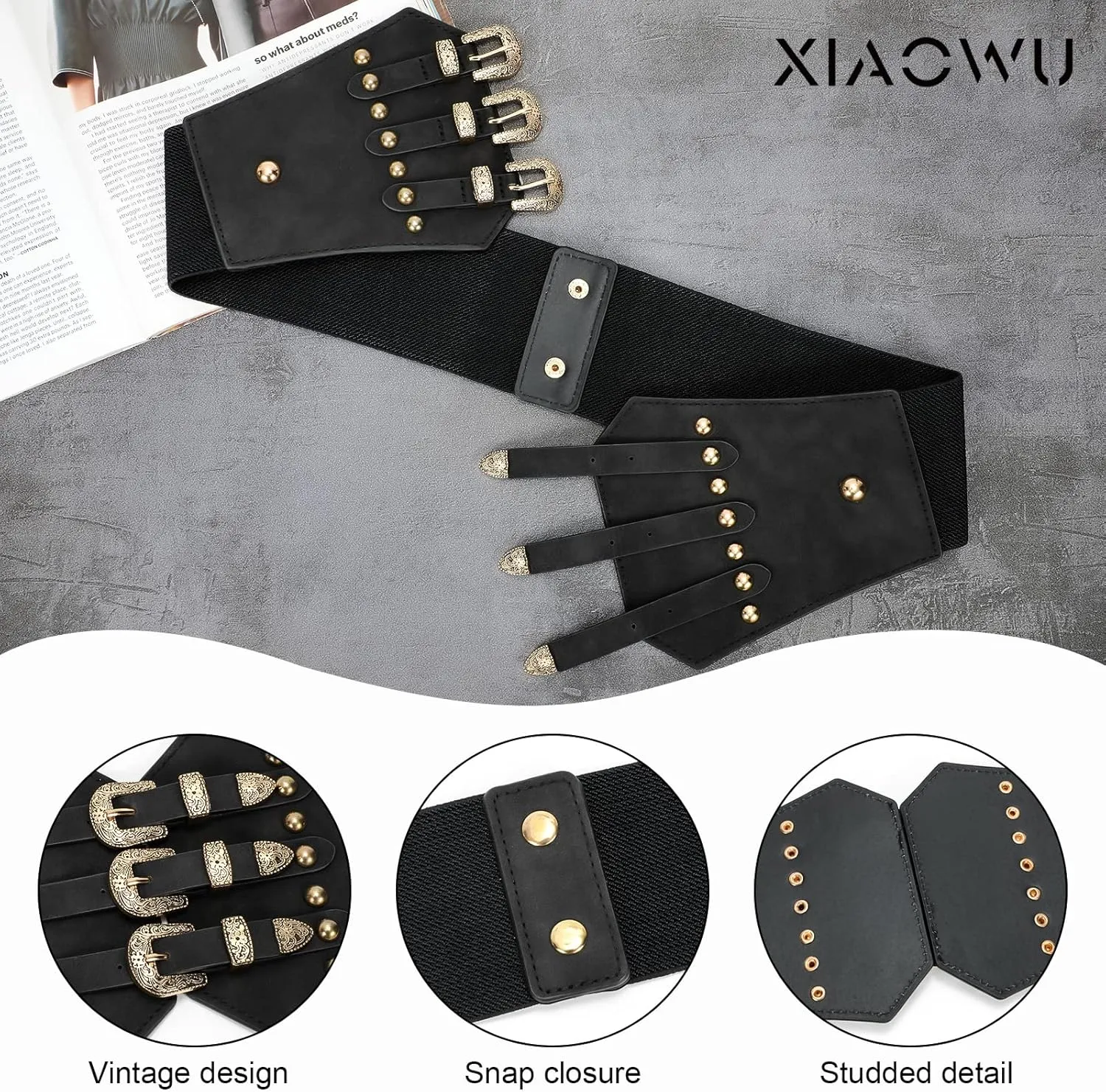Renaissance Corset Belt for Women Wide Leather Waist Belt for Dresses and Costumes