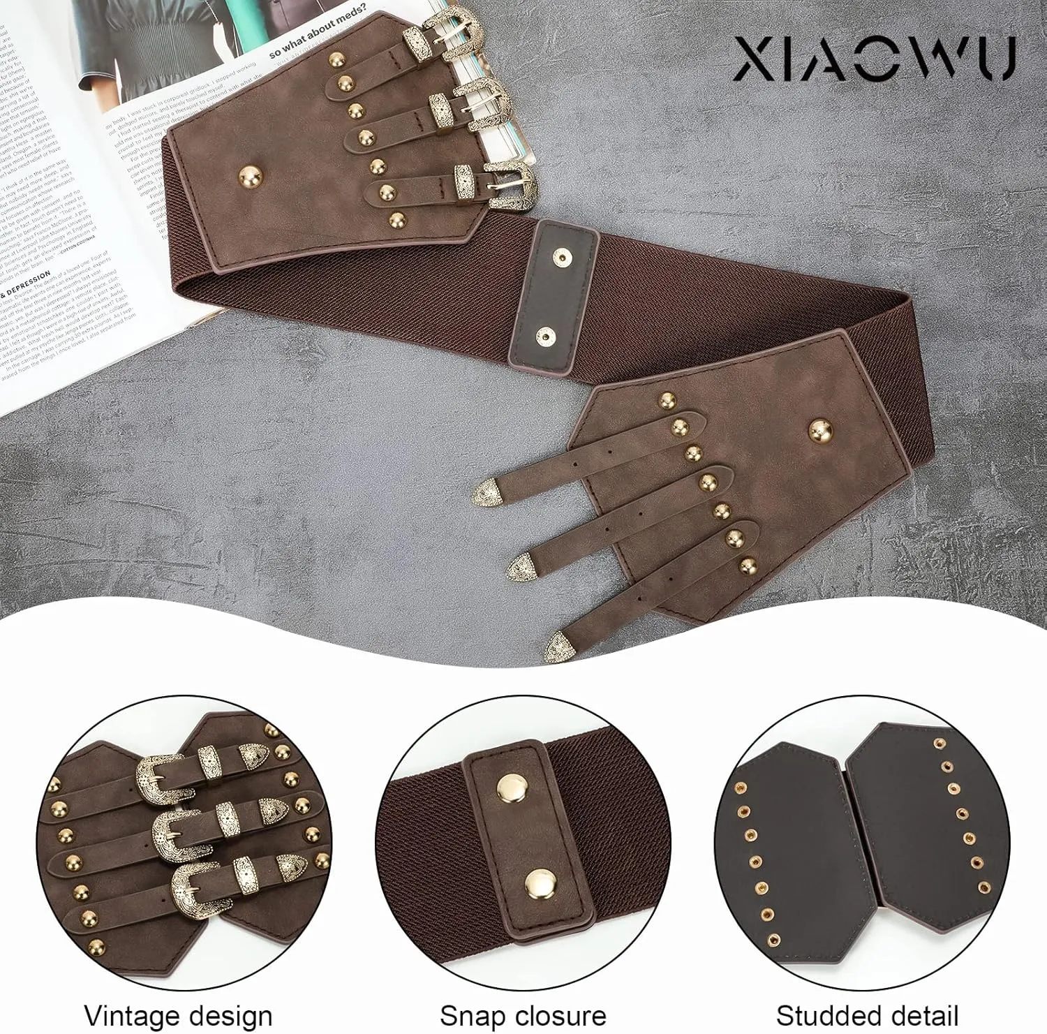Renaissance Corset Belt for Women Wide Leather Waist Belt for Dresses and Costumes