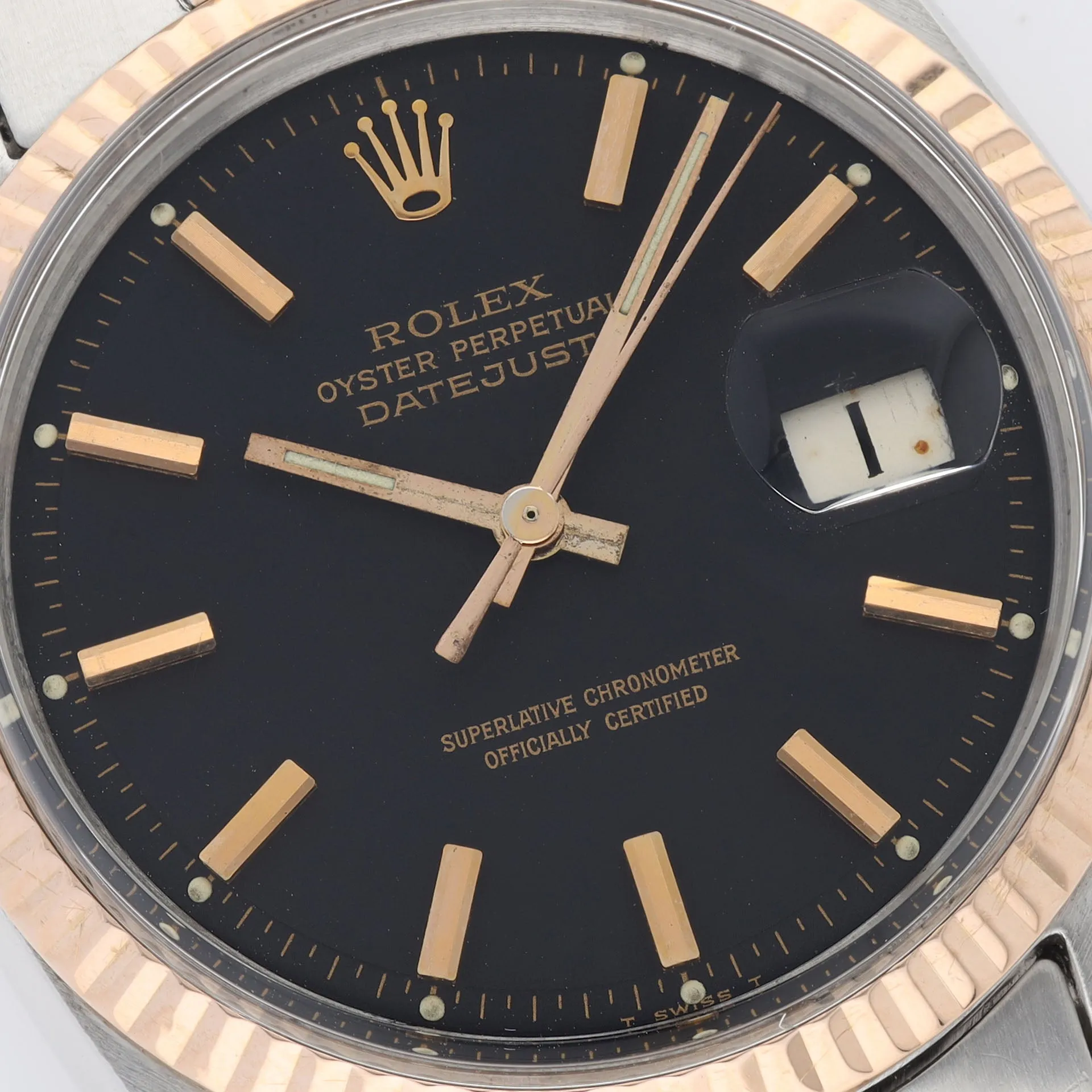 Rolex Datejust 1601 Steel and Rose Gold with Black Dial