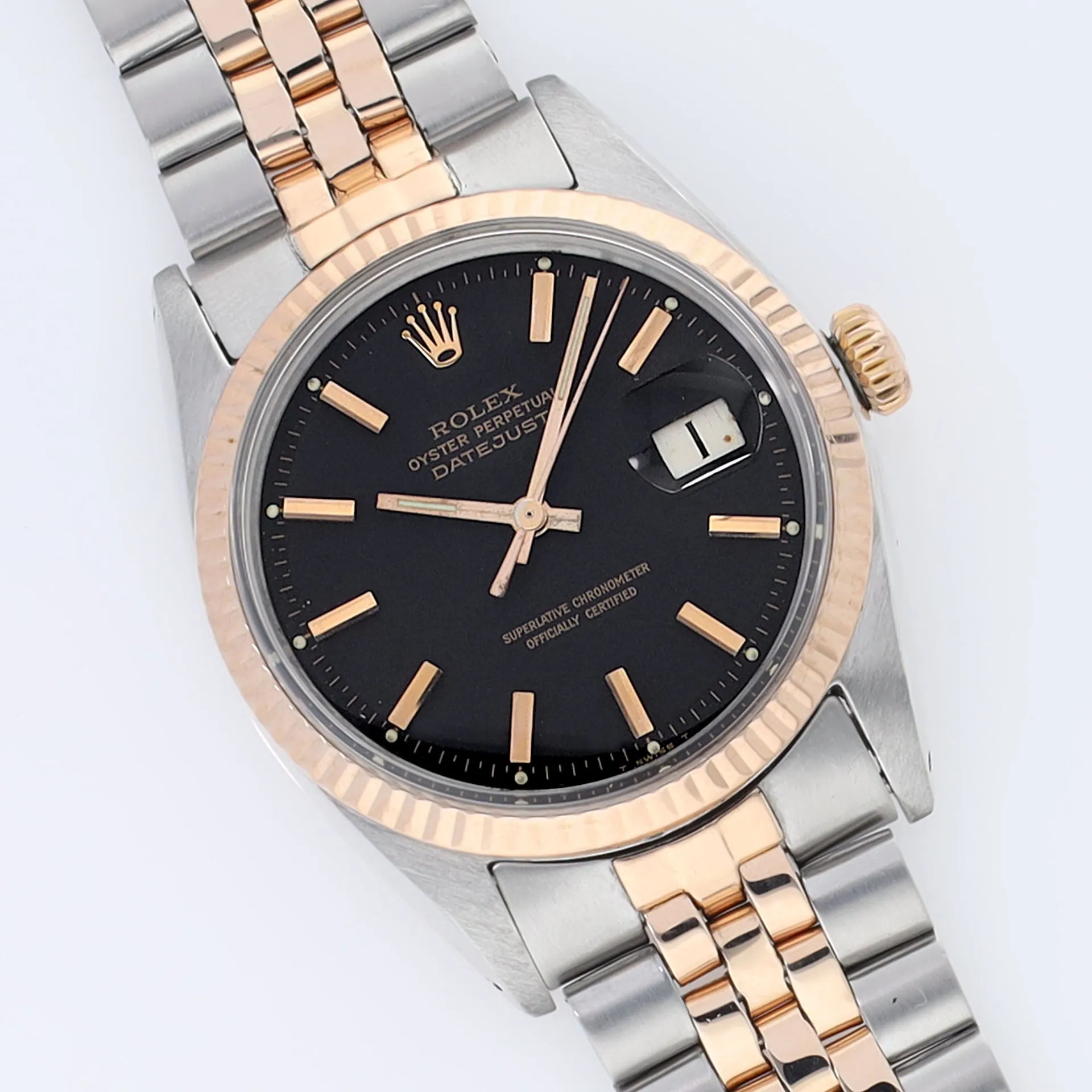 Rolex Datejust 1601 Steel and Rose Gold with Black Dial