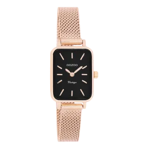 Rose gold coloured OOZOO watch with rose gold coloured metal mesh bracelet - C20270