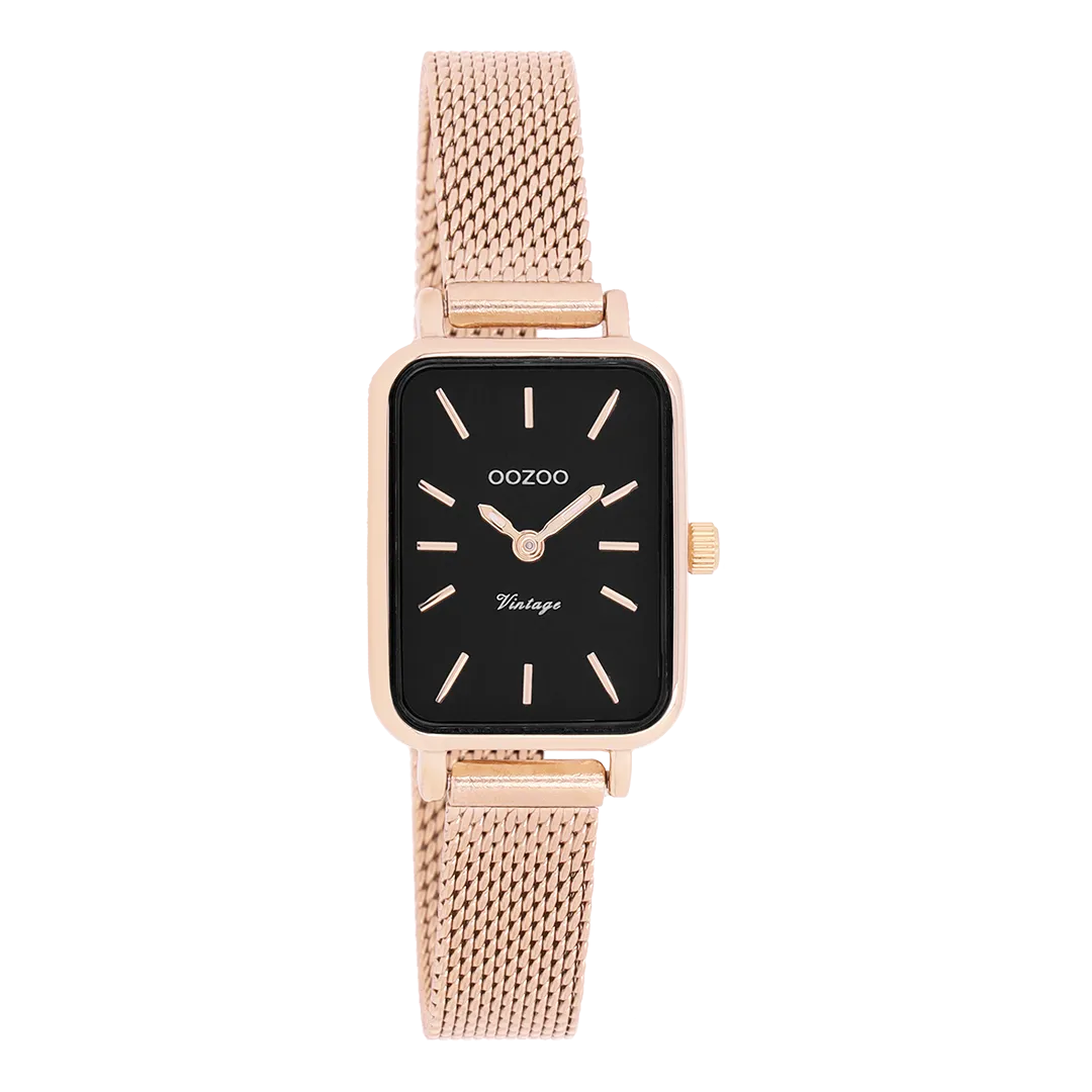 Rose gold coloured OOZOO watch with rose gold coloured metal mesh bracelet - C20270