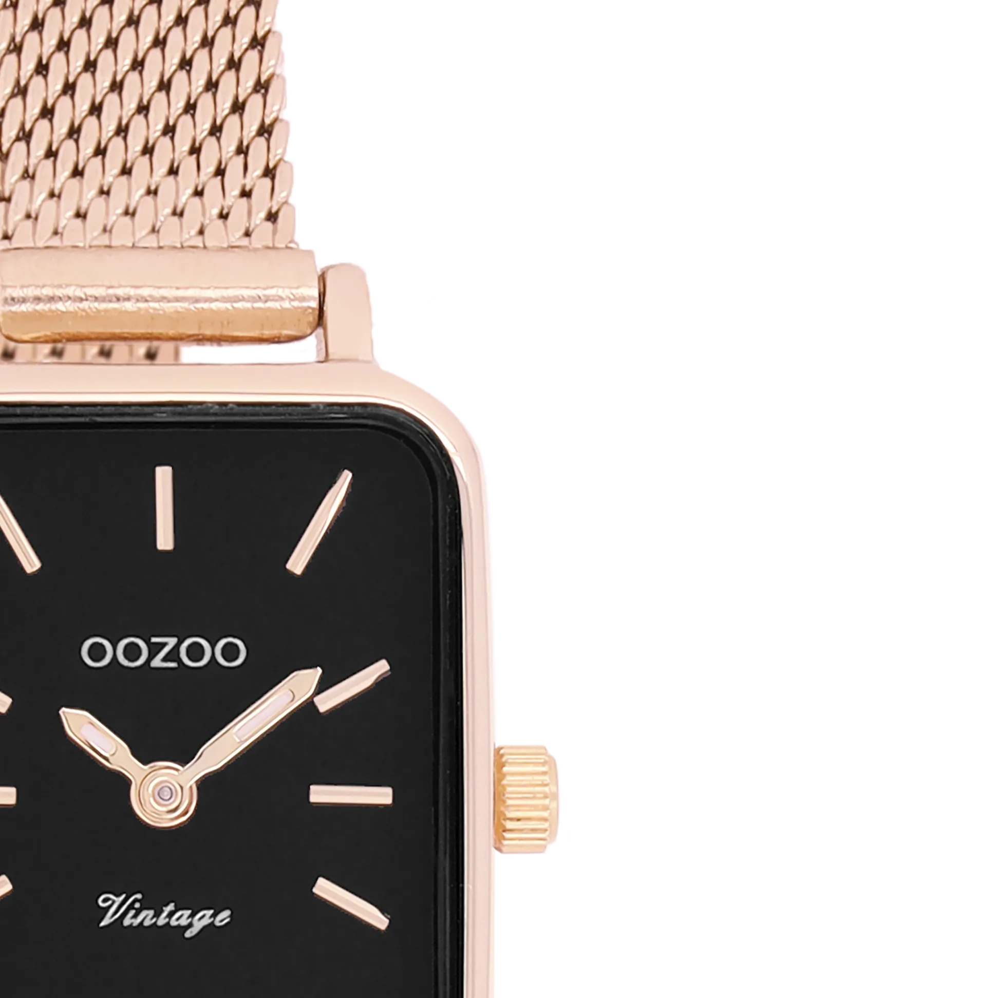 Rose gold coloured OOZOO watch with rose gold coloured metal mesh bracelet - C20270