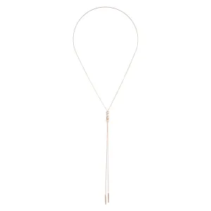 Rose Gold Long Lariat Metallic Bead Necklace